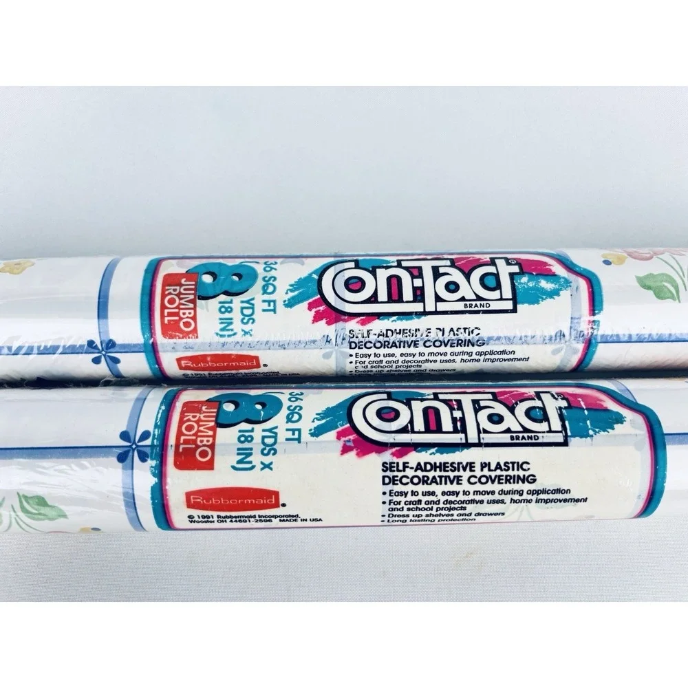 Vintage 90s Con-Tact Brand Contact Floral  Shelf Liner - Lot Of 2 Rubbermaid